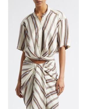 A.L.C. Leonor Stripe Linen Blend Shirt - White
