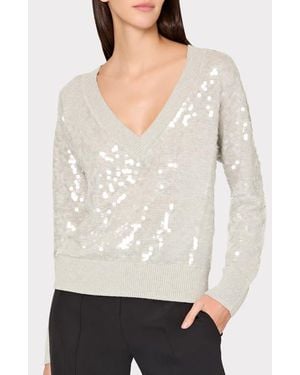 MILLY Ilaria Sequin Sweater - White