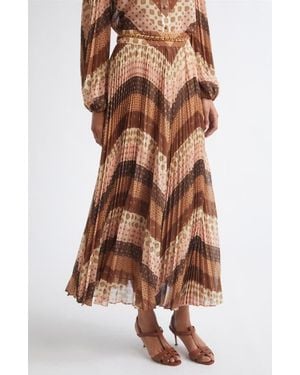 Zimmermann Sunray Chevron Print Pleated Skirt - Brown