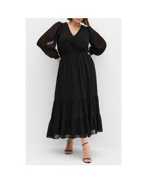 City Chic Kianna Sheer Long Sleeve Maxi Dress - Black