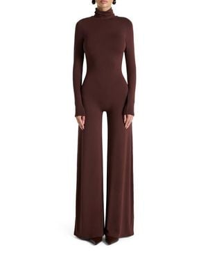Naked Wardrobe Sculpt Turtleneck Wide Leg Jumpsuit - Purple