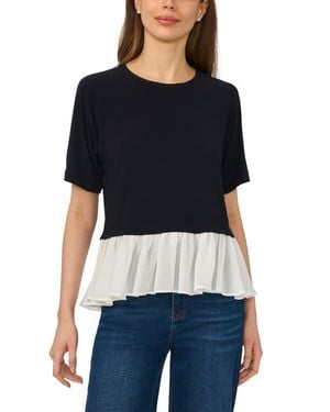 Cece Pleated Hem Stretch Jersey Top - Black