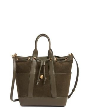 Veronica Beard Goody Bag Suede & Leather Bucket Bag - Brown