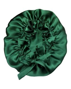 SILKSILKY Pure Silk Double Layer Bonnet With Ribbon - Green