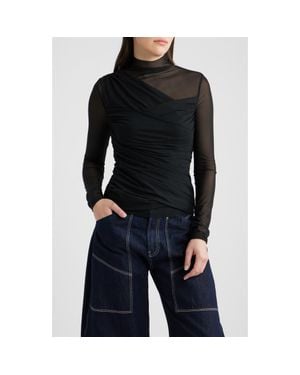 BOSS Etulah Ruched Mesh Top - Black