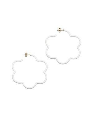 Bea Bongiasca Flower Enamel Hoop Earrings - White