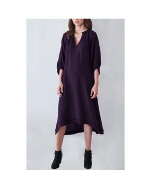 ocean + main Gauze Dress With Pockets - Blue
