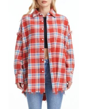 Bayeas Plaid Cotton Shirt Jacket - Red
