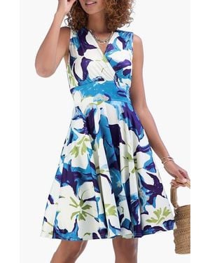 Lascana Sleeveless Wrap Look Dress - Blue