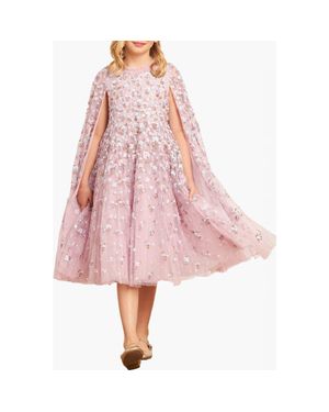 Needle & Thread Kid's Dahlia Ditsy Cape Kids Dress - Pink