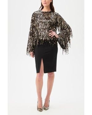 Trina Turk Satine Fringed Sequin Top - Black
