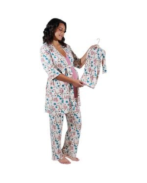 Everly Grey Analise During & After 5-Piece Maternity/Nursing Sleep Set For Mom & Baby - Multicolor
