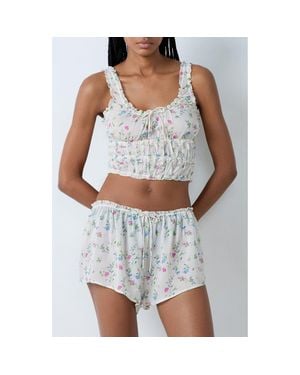 Etam Prati Ruffle Crop Pajama Camisole - White