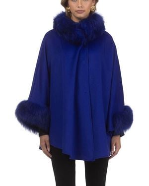 Gorski Wool And Cashmere Cape - Blue