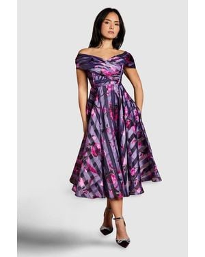 Coast Petite Stripe Organza Midi Dress - Purple