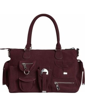 Cynthia Rowley Suede Cargo Pocket Shoulder Bag - Purple