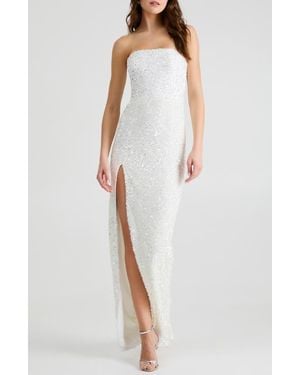 HELSI Lola Sequin Strapless Column Gown - White