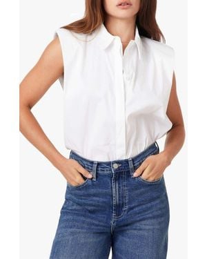 Habitual Shoulder Pad Sleeveless Shirt - White