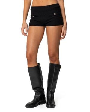 Edikted Amalie Low Rise Textured Knit Micro Shorts - Black