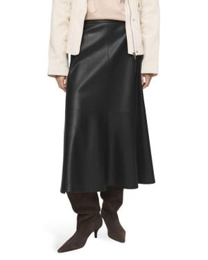 Mango Paris Faux Leather A-Line Midi Skirt - Black