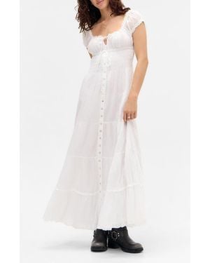 BDG Tiana Maxi Peasant Dress - White