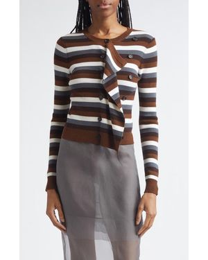 Monse Stripe Front Cascade Merino Wool Cardigan - Multicolor