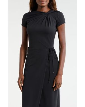Mpg Asymmetric Twist Neck Crop T-Shirt - Black