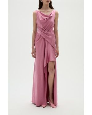 Amsale Satin Draped Gown - Pink
