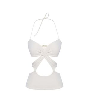 Jendue US Neo Denim Jersey Crop Top - White