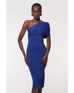 Karen Millen Knitted One Shoulder Dress - Blue