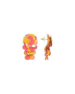 LOTT.gioielli Sequin Flower Waterfall Statement Earrings - Orange