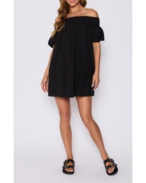 Vici Collection Lydia Smocked Off The Shoulder Cotton Minidress - Black