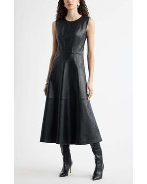Nordstrom Seamed Leather Midi Dress - Black