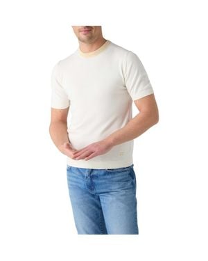 Robert Talbott Gibson Cotton Cashmere Short Sleeve Crewneck Sweater - White