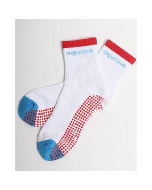 augustnoa The Best Striped Grip Sock - Red