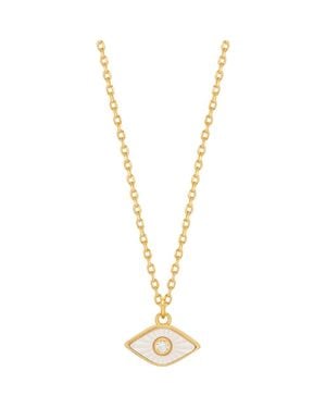 Estella Bartlett Mother-Of-Pearl Evil Eye Pendant Necklace - Metallic