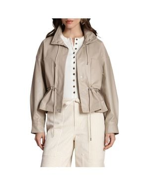Avec Les Filles Faux-Ever Leather Cropped Anorak - Natural