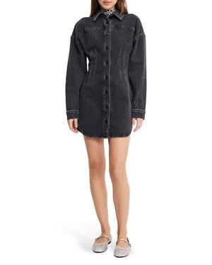 GOOD AMERICAN Denim Shirt Minidress - Black