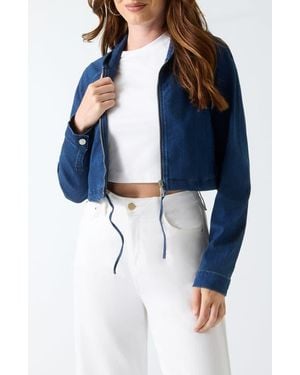 Guess Reese Full Zip Denim Hoodie - Blue