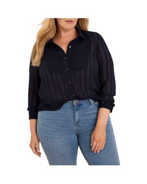 NIC+ZOE Chiffon Jacquard Tuxedo Shirt - Black