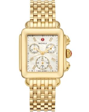 Michele Deco Diamond Chronograph Bracelet Watch, 33Mm - Gray