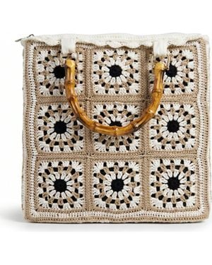 Solomon & Sage Multi Granny Square Handmade Crochet Bag - Metallic