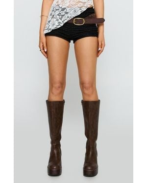 Princess Polly Think Fast Ruffle Lace Micro Shorts - Black