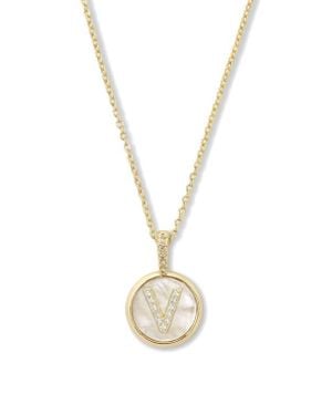 Melinda Maria Baby Love Letters Initial Pendant Necklace - Metallic