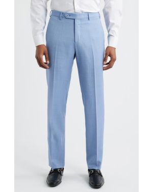 Zanella Parker Flat Front Wool Dress Pants - Blue