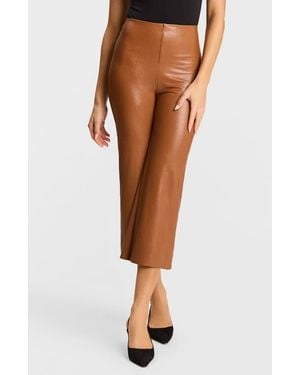 Commando Faux Leather Crop Wide Leg Pants - Brown