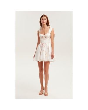 Milla Fitted Bodice A-Line Floral Mini Dress For Cocktail Events - White