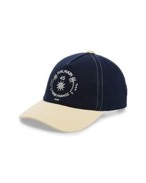 Balmain Club Logo Adjustable Cotton Twill Baseball Cap - Blue