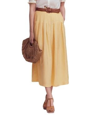 Boden Valentina Linen Midi Skirt - Natural