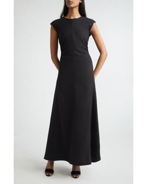 St. John Mira Stretch Linen Blend Twill Dress - Black